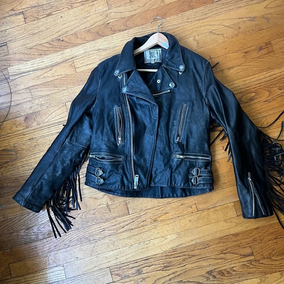 Super cool 90s  fringe vintage leather jacket - Picture 7 of 8